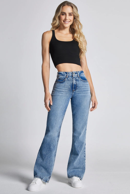 JEANS MOM SEMI UTSTÄLLDA SUPERHÖG MIDJA FLEX